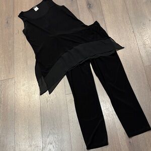 Slinky Brand Black Tank & Straight-Leg Pants Set